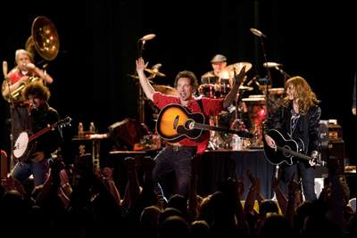 Bruce Springsteen and the Seeger sessions band picture from the Asbury Park concert at Convention Hall